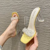 Prendas de vestir exteriores de verano de cristal para mujer, tacones gruesos de moda